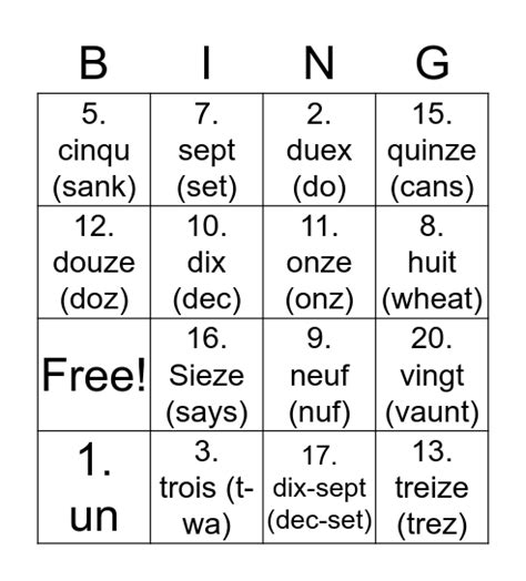bingo caller en français.